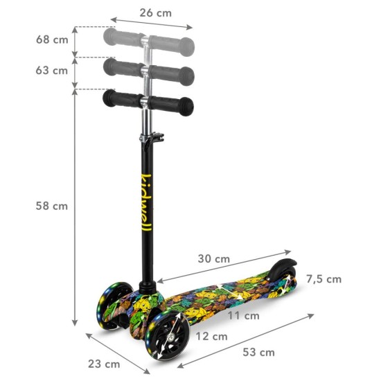 Kidwell UNO háromkerekű gyerekroller LED kerekekkel, Orbitail
