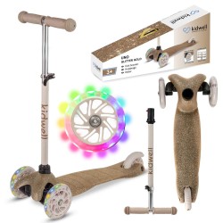 Kidwell UNO LED Glitter Gold háromkerekű gyerekroller LED kerekekkel