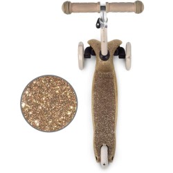 Kidwell UNO LED Glitter Gold háromkerekű gyerekroller LED kerekekkel