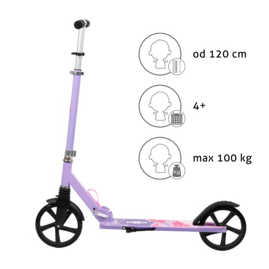 WXM DRIFF összecsukható városi roller, virágos lila-rózsaszín