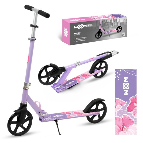 WXM DRIFF összecsukható városi roller, virágos lila-rózsaszín