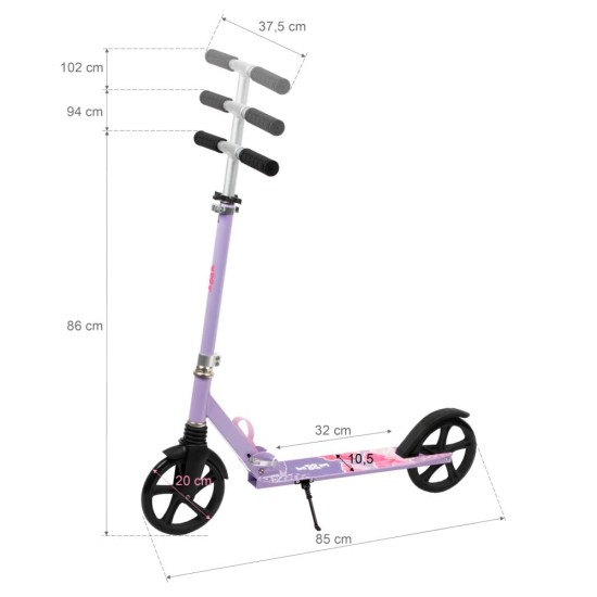 WXM DRIFF összecsukható városi roller, virágos lila-rózsaszín