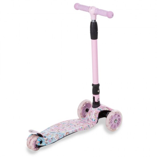 Kidwell VENTO 3 kerekű gyerekroller, rózsaszín mesefigurás
