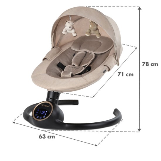 Kidwell REVE 2 az 1-ben ringató-zenélő elektromos babahinta és pihenőszék, bézs/arany