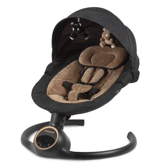 Kidwell REVE 2 az 1-ben ringató-zenélő elektromos babahinta és pihenőszék, fekete/arany