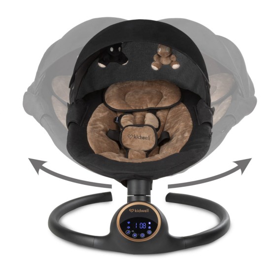 Kidwell REVE 2 az 1-ben ringató-zenélő elektromos babahinta és pihenőszék, fekete/arany