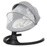 LUXI 2 az 1-ben, ringató-zenélő elektromos babahinta és pihenőszék, sötét melange fekete talppal