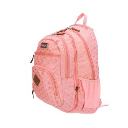 Manal nagyméretű, háromrekeszes iskolatáska/hátizsák lányoknak, narancssárga pöttyös, 35 literes