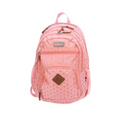 Manal nagyméretű, háromrekeszes iskolatáska/hátizsák lányoknak, narancssárga pöttyös, 35 literes