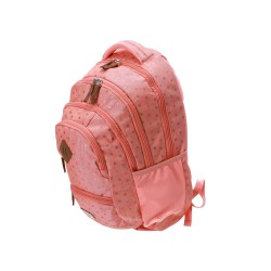 Manal 3 rekeszes nagy iskolai hátizsák lányoknak, narancssárga pöttyös