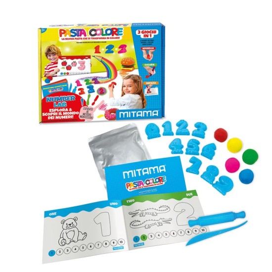 Mitama Number and Color Lab színes modellező gyurma szett és kifestő, 19 kiegészítővel