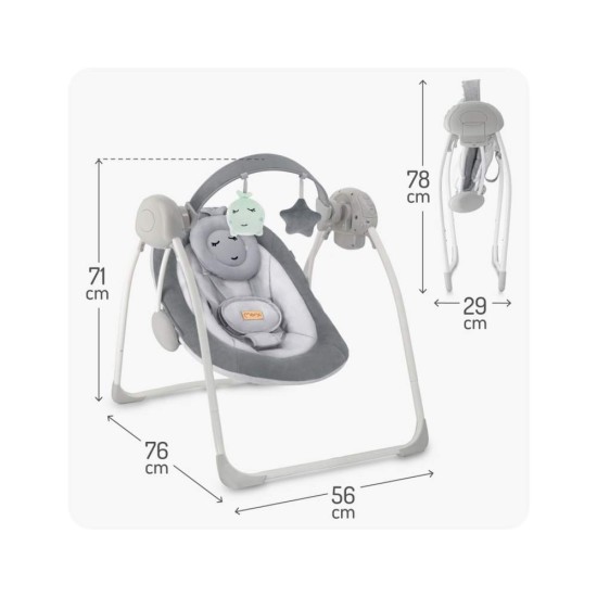 MoMi LISS elektromos babahinta időzítő funkcióval, szürke