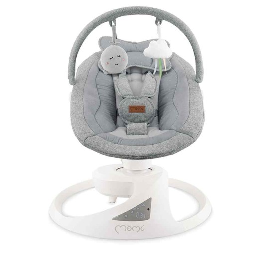 MoMi Pearl ringató-zenélő elektromos babahinta és pihenőszék, szürke