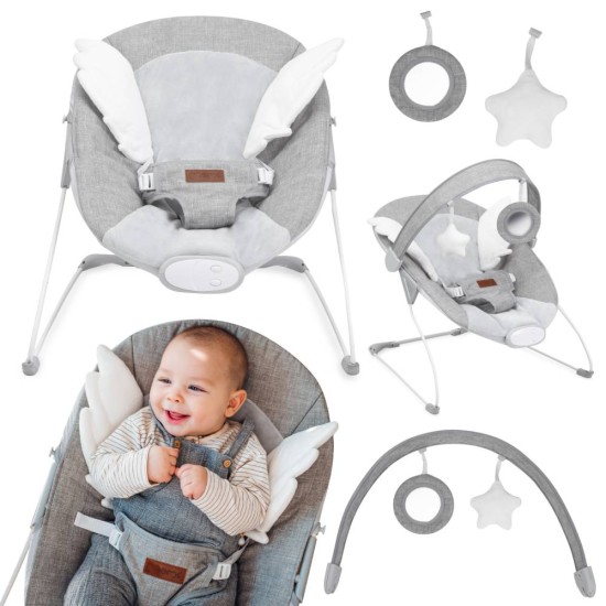 MoMi Tuli rezgő és zenélő baba pihenőszék, szürke