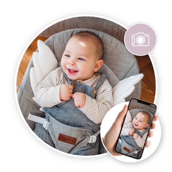 MoMi Tuli rezgő és zenélő baba pihenőszék, szürke