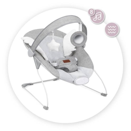 MoMi Tuli rezgő és zenélő baba pihenőszék, szürke