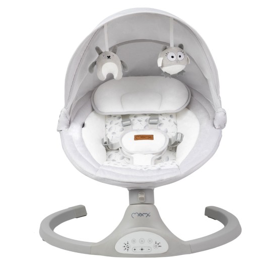 MoMi Lami Kenani ringató-zenélő elektromos babahinta és pihenőszék, világosszürke