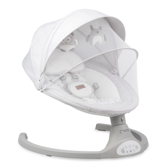 MoMi Lami Kenani ringató-zenélő elektromos babahinta és pihenőszék, világosszürke