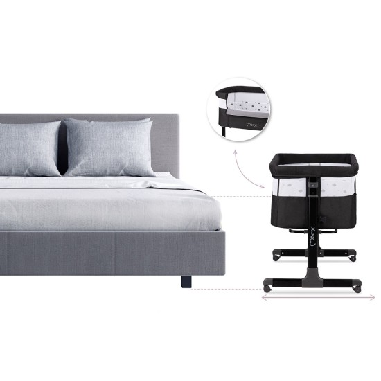 Momi Revo babaöböl, ágyhoz csatlakoztatható babaágy, sötétszürke