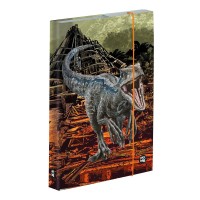 Jumbo füzetbox, füzettartó, gumis mappa, A/4, Jurassic World, dinoszauruszos