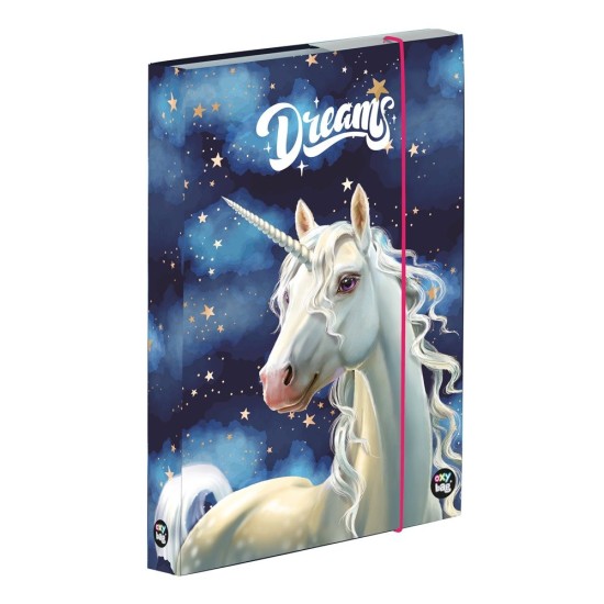 Jumbo füzetbox, füzettartó, gumis mappa, A/4, Unicorn 1, Dreams
