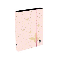 OXY GO Butterfly 2 Jumbo füzetbox, füzettartó, gumis mappa, A/4, pillangós, gold-pink