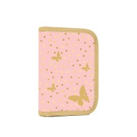 OXY GO Butterfly egyrekeszes, kihajtható tolltartó, pillangós, gold – pink