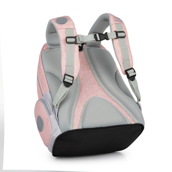 OXY GO Butterfly iskolatáska szett tolltartóval és tornazsákkal, pillangós, gold – pink – 3 részes szett