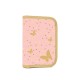 OXY GO Butterfly iskolatáska szett tolltartóval és tornazsákkal, pillangós, gold – pink – 3 részes szett