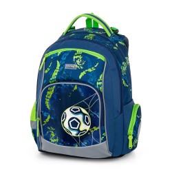 OXY GO Football Liga ergonomikus iskolatáska/hátizsák szett tolltartóval és tornazsákkal, focis, kék