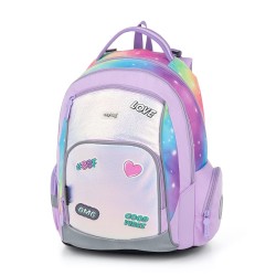 OXY GO Shiny Rainbow ergonomikus iskolatáska/hátizsák szett tolltartóval és tornazsákkal, szivárványos – 3 részes szett