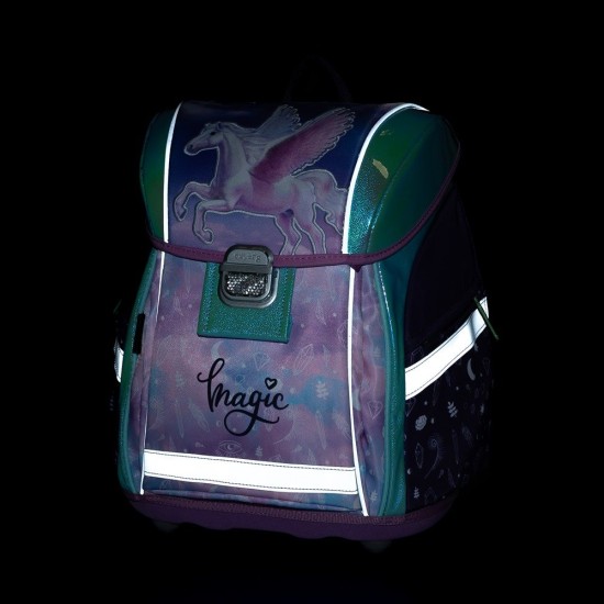Premium Light Magic Unikornis ergonomikus iskolatáska/hátizsák, pasztell pink