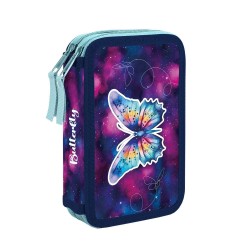 Butterfly Oxy Go kétrekeszes tolltartó lányoknak, felszerelés nélkül, pillangós