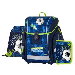 Football Championship Premium Light iskolatáska szett fiúknak, tolltartóval és tornazsákkal, focis