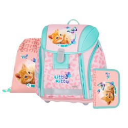 Little Kitty Premium Light iskolatáska szett lányoknak, tolltartóval és tornazsákkal, cicás