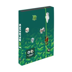 Minecraft Playworld Jumbo füzetbox, füzettartó, gumis mappa, A/4, zöld