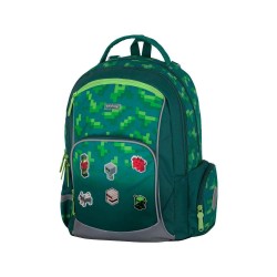 Minecraft Playworld Oxy Go iskolatáska szett fiúknak, tolltartóval és tornazsákkal, zöld