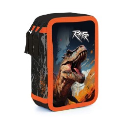 Raptor Oxy Go háromrekeszes tolltartó fiúknak, felszerelés nélkül, dinós
