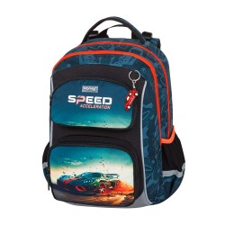 Speed Oxy Jumper iskolatáska szett fiúknak, tornazsákkal és tolltartóval, versenyautós