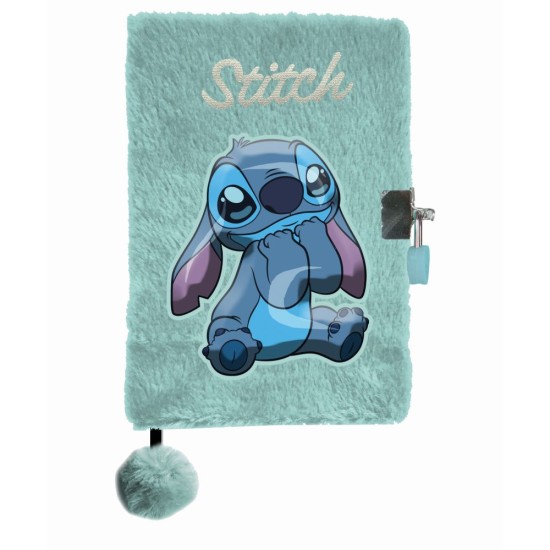 Disney Stitch szörmés, kulcsos titkos napló, türkiz
