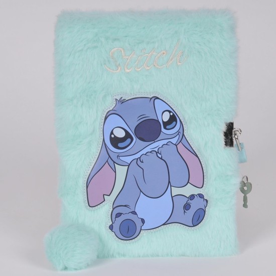 Disney Stitch szörmés, kulcsos titkos napló, türkiz