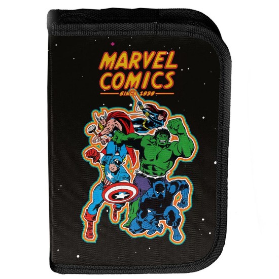 MARVEL AVENGERS kihajtható egyrekeszes tolltartó fiúknak, felszerelés nélkül, fekete