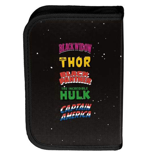 MARVEL AVENGERS kihajtható egyrekeszes tolltartó fiúknak, felszerelés nélkül, fekete