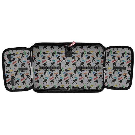 MARVEL AVENGERS kihajtható egyrekeszes tolltartó fiúknak, felszerelés nélkül, fekete