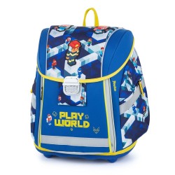 OXY BAG Playworld ergonómiai iskolatáska, kék színű, Premium Light