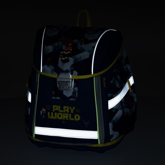 OXY BAG Playworld ergonómiai iskolatáska, kék színű, Premium Light