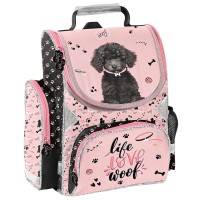Paso ergonomikus iskolatáska elsősöknek, kutyás, rózsaszín Paso ergonomikus iskolatáska elsősöknek, kutyás, rózsaszín