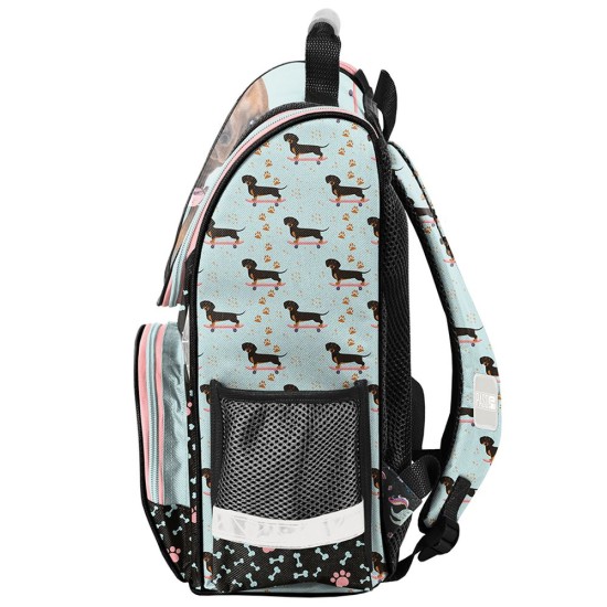 Paso ergonomikus iskolatáska elsősöknek, kutyás, türkiz