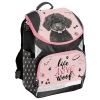 Paso ergonomikus iskolatáska és hátizsák, kutyás, rózsaszín