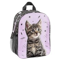 Paso gyerek hátizsák ovis kislányoknak, 3D cicás, lila- fekete